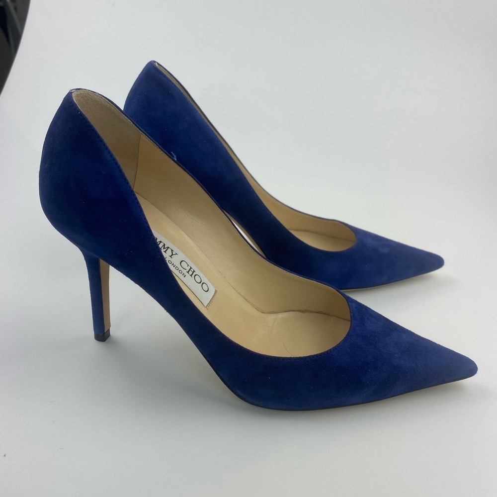 Jimmy Choo Agnes Blue Suede Pumps